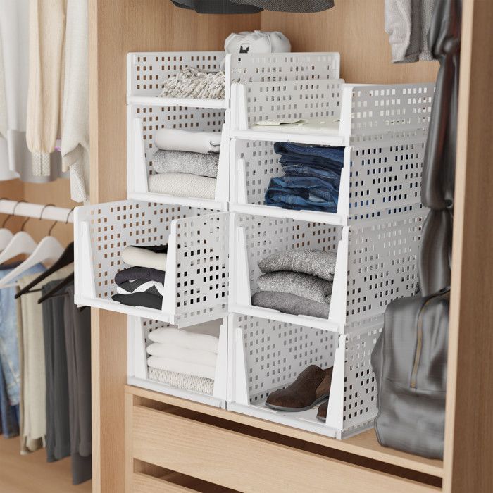 Relaxdays Bac de rangement, lot de 3, bacs empilables les uns sur les ...