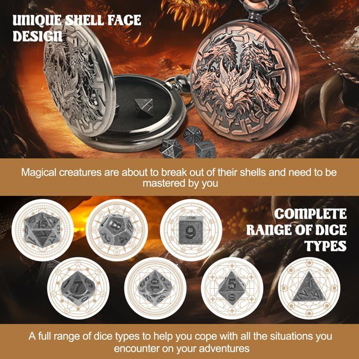 Ensemble de 7 dés en métal pour jeux de rôle, accessoires RPG haut de ...