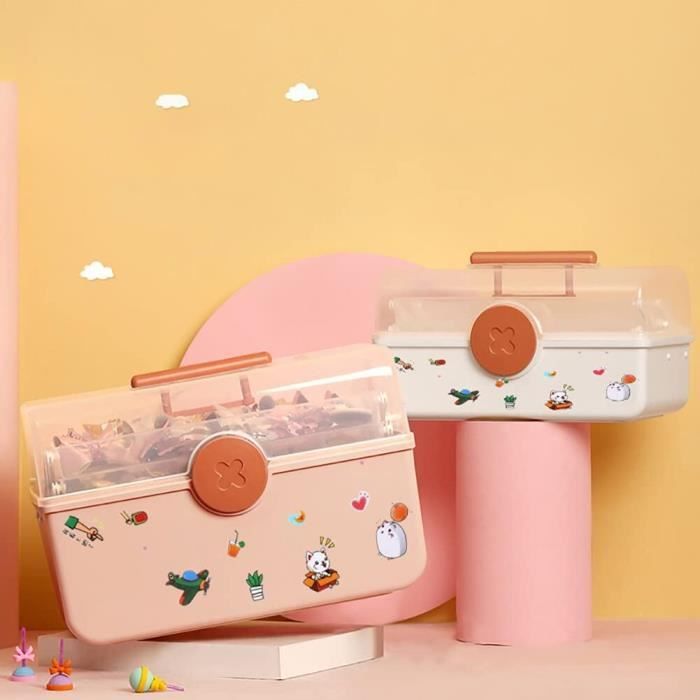 Aodebiao Boîte de Rangement pour Médicaments à 3 Niveaux, Conteneur Vide pour Trousse de Premiers Secours d'Urgence Familiale, Organisateur de Rangement en Plastique Portable avec Poignée pour la Maison, Voyage