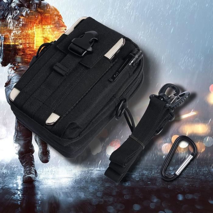 Sac Tactique Ceinture Nylon Sacoche Ceinture Noir Multifonctionnelle Molle Edc Gadget Sac Pour T l phone Plein Air Ran u1487