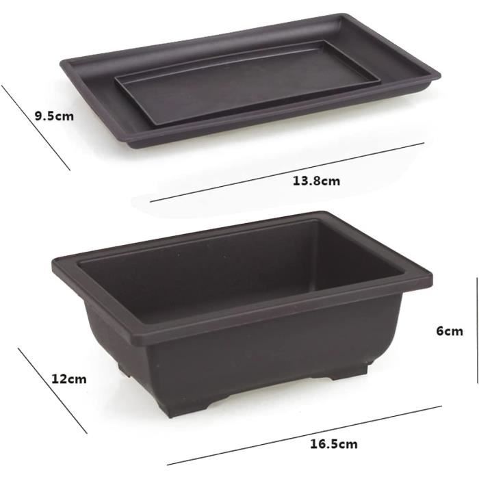 Lot De 3 Plateaux Rectangulaires Pour Pots De Fleurs - Taille XS, S, L (21 à 40 Cm), Plastique Imperméable, Facile à Nettoyer