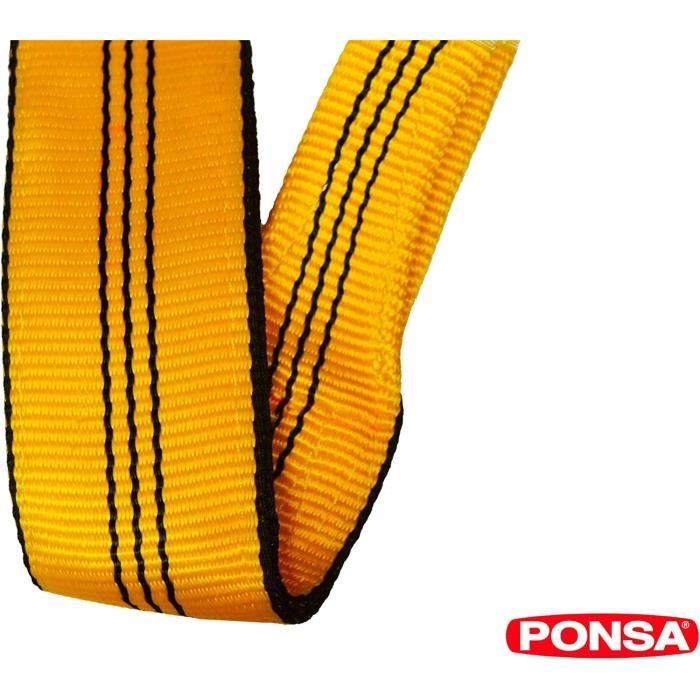 Élingue Plate Double Bande PONSA 3 Tonnes - 1 Mètre, Traitement PONSAGARD Anti-coupure/abrasion - Réf. 030191001108