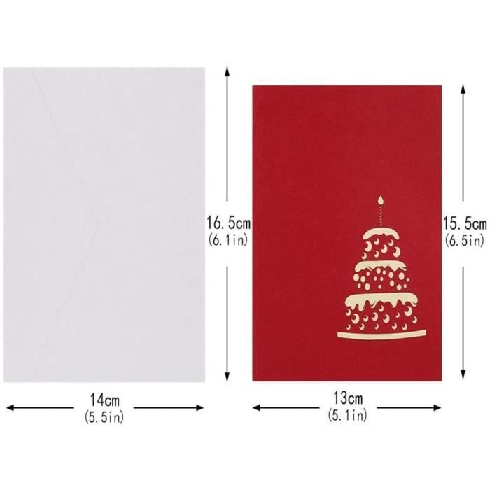 Carte D‘anniversaire Pop-up 3D - Modèle Gâteau Avec Enveloppe (cadeau Femme, Homme, Enfant)