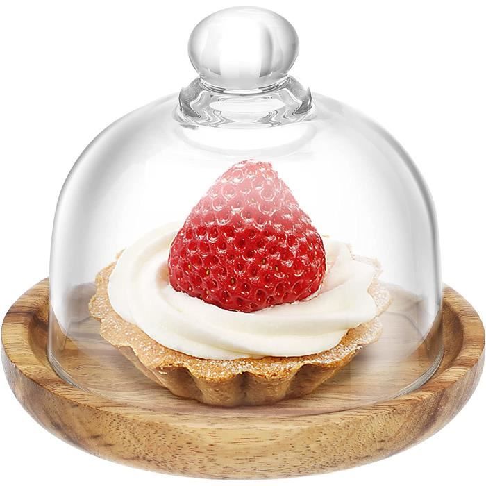 Cloche à Gâteau En Verre Huiyiwert 12,5 Cm - Avec Soucoupe Pour Desserts Et Cupcakes