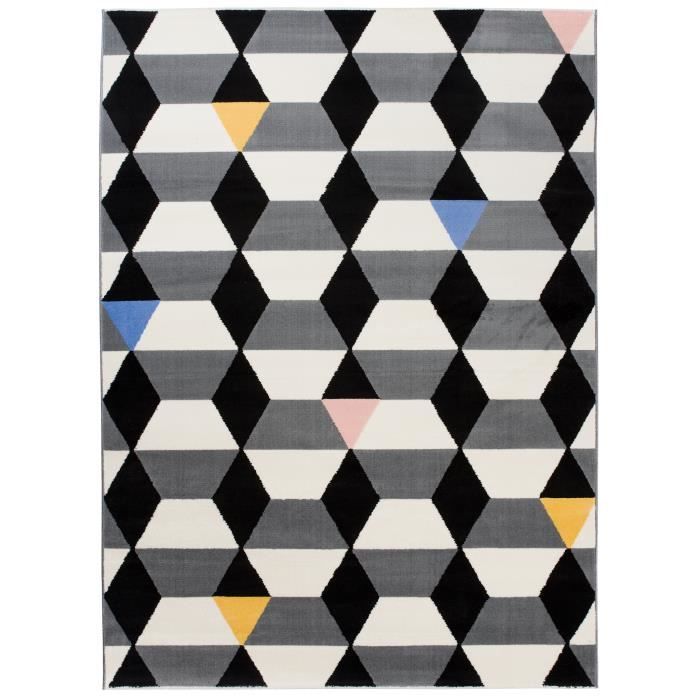 Tapis De Chambre Enfant Fiesta 120x170 Cm - Design Moderne Points Crayons - Doux, Facile à Nettoyer
