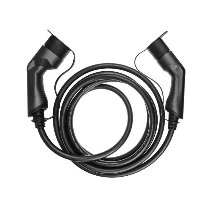 Cable de recharge pour voiture électrique Type 1 vers Type 2 - 7 mètres -  32A 7,68kw