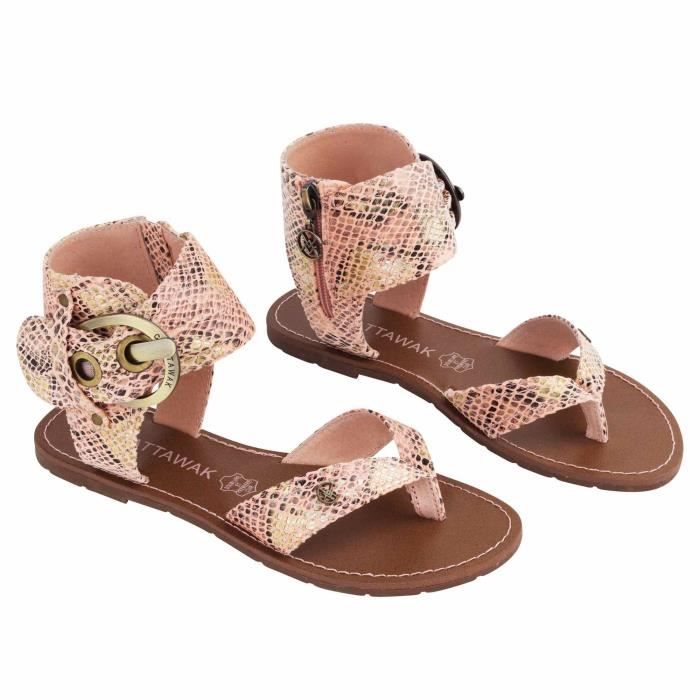 Sandales Chattawak Thalie S.Abricot Cuir Zip Femme Beige Cdiscount Chaussures