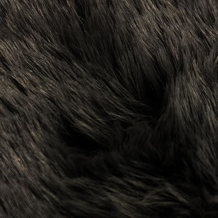 Teppich-Traum Tapis Classique Noir 70x140 Cm – Doux Imitation Fourrure De Lapin – Lavable, Certifié Oeko-Tex, Compatible Chauffage Au Sol