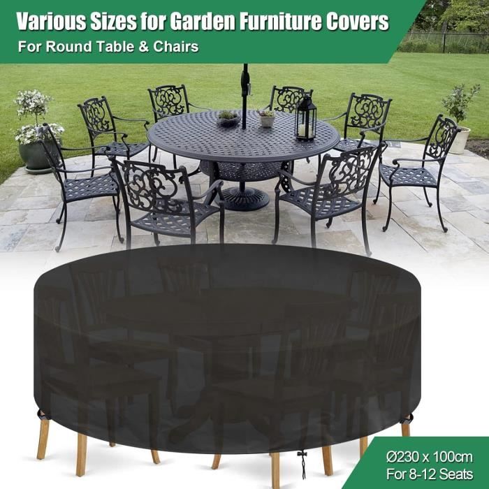 Housse Table Jardin Ronde Impermeable 420D Oxford - Bâche Anti-UV Anti-Pluie Pour Table Extérieure (100x100cm)
