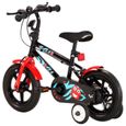 Vélo pour enfants 12 pouces Noir et rouge-2