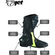 JET Bottes Chaussures Moto Racing Homme Imperméable Armure Cuir (Noir Fluro)-2