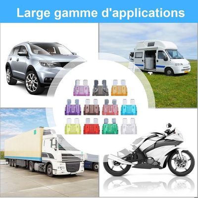 Kit De 12 Fusibles Auto Minces - 20A 25A 30A 40A 50A 60A | Protection électrique Voiture, Camion, SUV