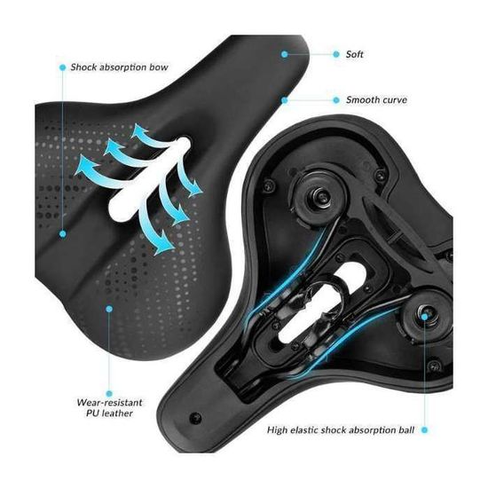 ROCKBROS Selle De Vélo Confortable Ergonomique Large Gel Imperméable - Hommes Femmes
