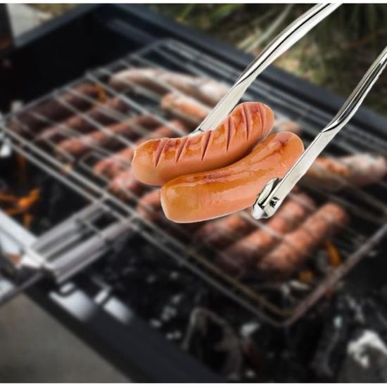 Pince à Saucisse BBQ, 38cm Pince a Barbecue a Roulette, Pince à