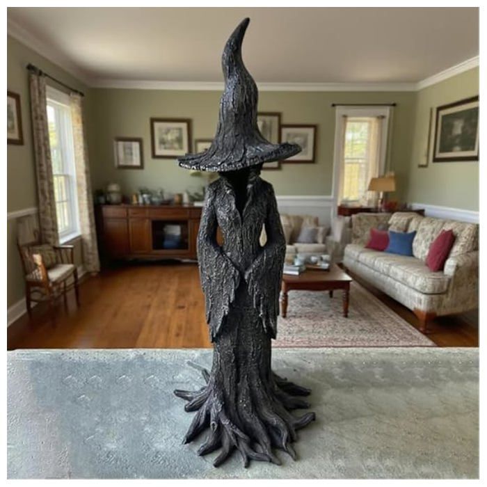 Décor Halloween Sorcière Suspendue | Figurine Résine 28cm | Pour Fenêtre, Porte Ou Jardin