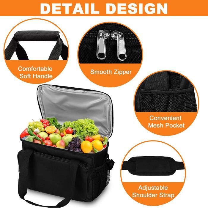 Sac Isotherme Repas, Sac A Dos Isotherme Sac Repas Isotherme Pour  Déjeuner-Travail-Ecole-Plage-Pique-Nique (Noir-Jh-15L)[q1009] - Cdiscount  Maison