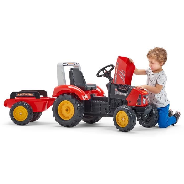 FALK Tracteur p dales Supercharger rouge avec capot ouvrant et