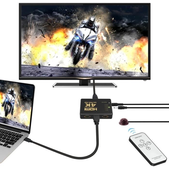 Commutateur HDMI 4K 5x1 SGEYR Avec Télécommande - Switch HDMI 4 Entrées 1 Sortie 60Hz