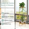 RELAX4LIFE Porte-Plante en Métal à 2 Niveaux - 2 Plateaux Amovibles - Support pour Pot de Fleurs pour Jardin/Salon/Bureau - Doré-3