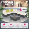 TECTAKE Canapé de jardin PARIS modulable 5 places Avec cadre en aluminium et Plateau amovible en verre de sécurité - Gris-3