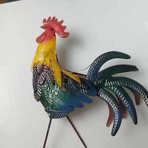 Statue De Coq En Métal Pour Extérieur - Décoration De Jardin, Terrasse - Figurine Poulet Décorative