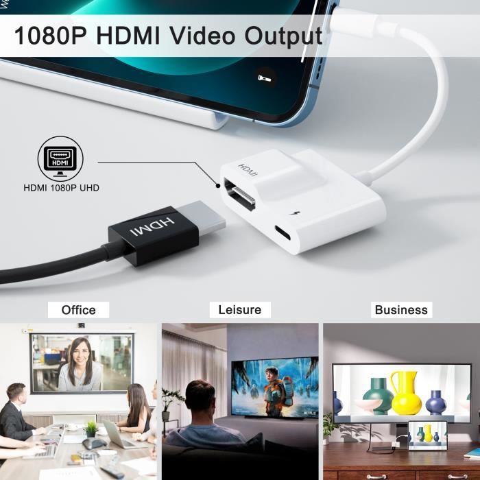 Maddison - Adaptateur HDMI pour iPhone / iPad - 6 pieds