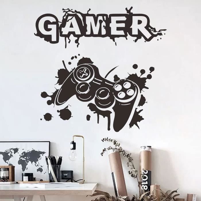 Stickers Muraux 3D Gamer - Lot De 4 Motifs Gaming, Diamètre 28 Cm | Décoration Chambre Adolescent, Salle De Jeux, Bureau