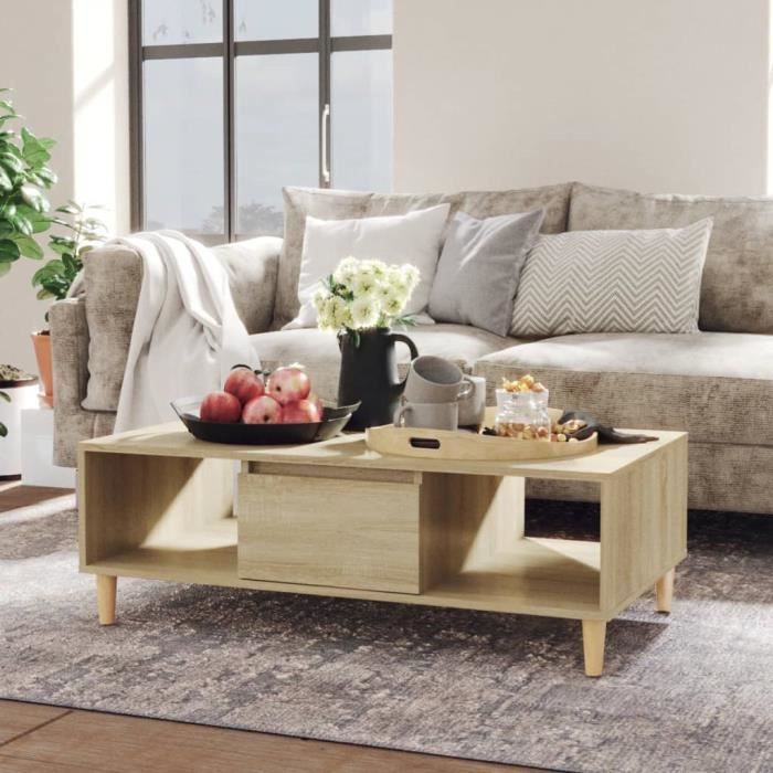 ABB Table basse Chêne sonoma 103,5x60x35 cm Aggloméré - Qqmora ...