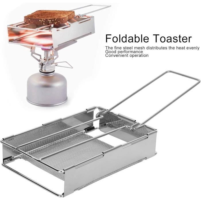 HURRISE Toaster de camping pliable en acier inoxydable pour cuisinière HURRISE Toaster de camping pliable en acier inoxydable pour cuisinière