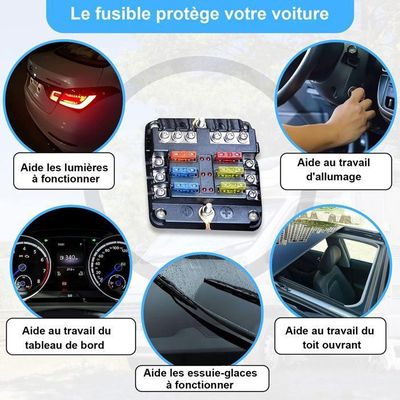 Kit Fusibles Voiture Flaconi - 180 Pièces Micro/Mini/Standard - 2A à 40A - Avec Extracteur