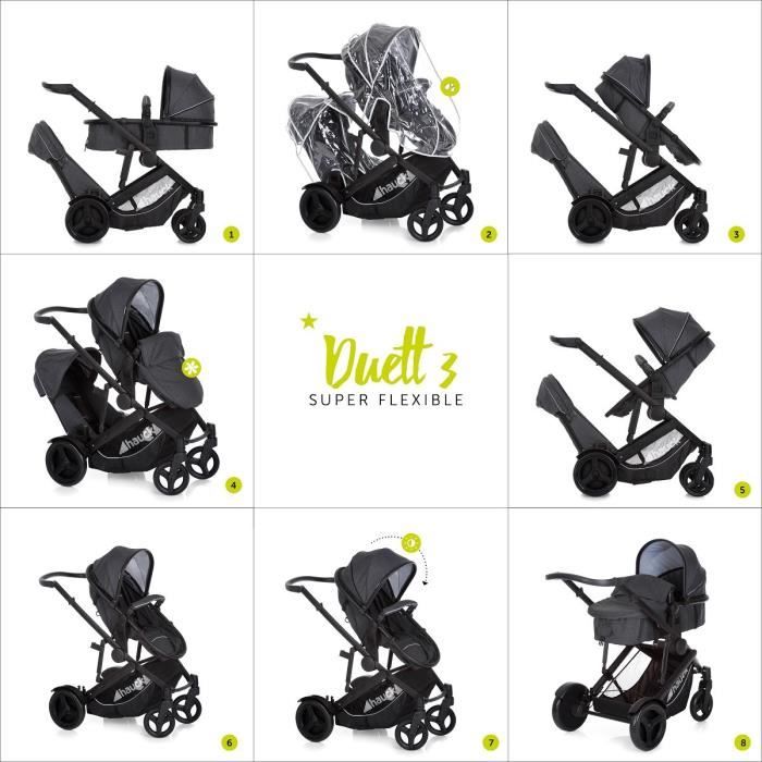 HAUCK Poussette double Duett 3 melange charcoal Cdiscount Puericulture Eveil bebe