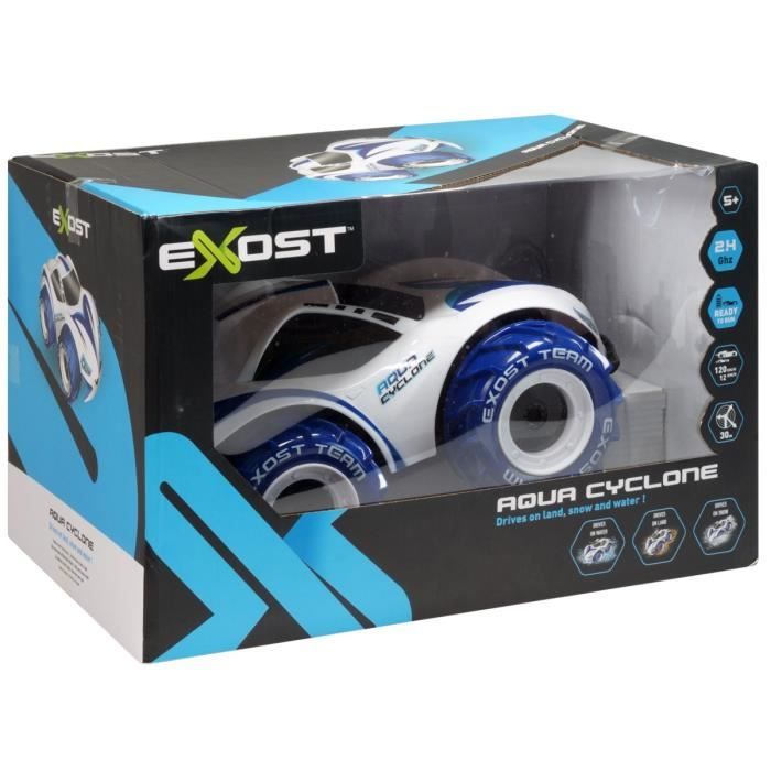 Exost - voiture Télécommandée Aquacyclone 100% Amphibie Roule sur le Sol et  dans l'eau noir jaune bleu - Voitures RC - Rue du Commerce