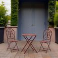 Table et chaises de jardin en métal laqué rouge-0