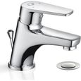 Mitigeur lavabo CECIPA - Chrome Laiton - Levier de vidange - Monotrou - Largeur de perçage 35mm-0