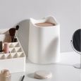 Petite Poubelle de Table, Mini Poubelle de Bureau Cuisine en Design Plastique,Push Top Trash Can Rubbish Waste Dust Bin (Blanc)-0