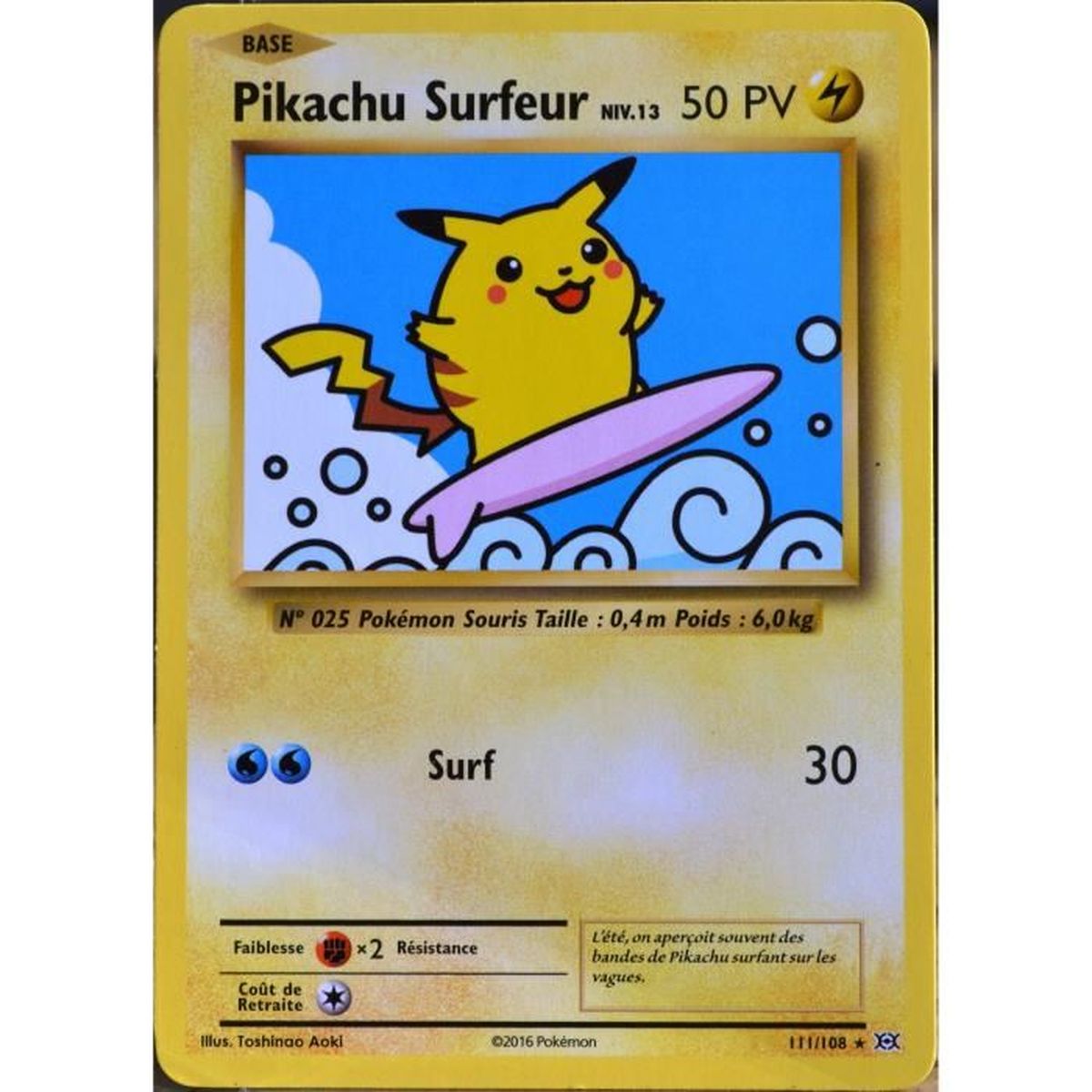 Carte Pokemon 111 108 Pikachu Surfeur Niv 13 Secrete Xy Evolutions Cdiscount Jeux Jouets