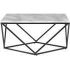 Table basse effet marbre blanc avec pieds noirs - BELIANI - MALIBU - Carré - Scandinave - Moderne