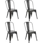 BOX FURNITURE Lot de 4 chaises industriels Tulio Acier GunMetal 46x52x85cm.