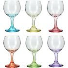 NOVASTYL Lot de 6 verres a pied ballon 19cl en verre couleurs assorties