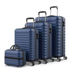 Numada - Jeu de valises bleu 4 pcs ABS. Valise cabine 53x33,5x22, valise moyenne 60L, grande valise 78L et trousse de toilette.