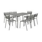 SWEEEK Table de jardin métal + 8 assises kaki traitement antirouille. lattes et bords arrondis