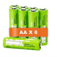 Piles Rechargeables AA - Lot de 8 Piles | 100% PEAKPOWER | Batteries AA LR6 Rechargeables 1.2v Minh 2300 mAh - Pré-Chargées