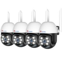 Ctronics Kit Caméra Surveillance WiFi Exterieure 360° PTZ Suivi Auto Détection Humaine Vision Nocturne Couleur 20M Lot de 4