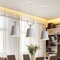 Diday Lot de 3 Moderne Lampe Suspension Blanc E27,Lustre Luminaire Industrielle Vintage Style Edison pour Salon Chambre