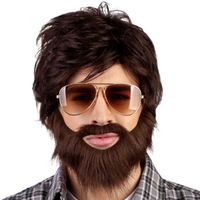 Kit de déguisement - Perruque Dude avec barbe et moustache - Marron, chocolat - Mixte
