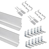 Emuca Kit de 2 profils supérieurs Gola pour meubles de cuisine, longueur 2,35mm, avec ferrures, Aluminium, Anodisé mat