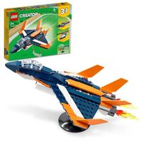 LEGO® Creator 31126 L’Avion Supersonique, Jouet 3 en 1 Hélicoptère Bateau Avion