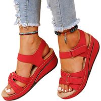 Sandales compensées rouges pour femmes - DT