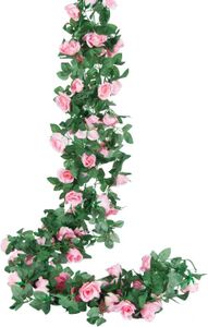 FLEUR ARTIFICIELLE Rose Artificielle Vignes De Soie Rose Guirlandes S