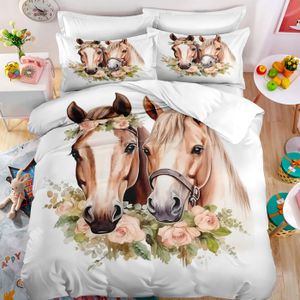 Parure De Lit Cheval Blanc 100% Coton - Maison